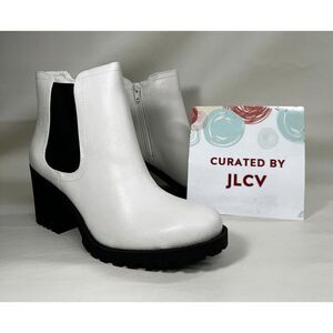 Sun + Stone Women's Morghan Lug Sole Block Heel Boots - White 9.5M